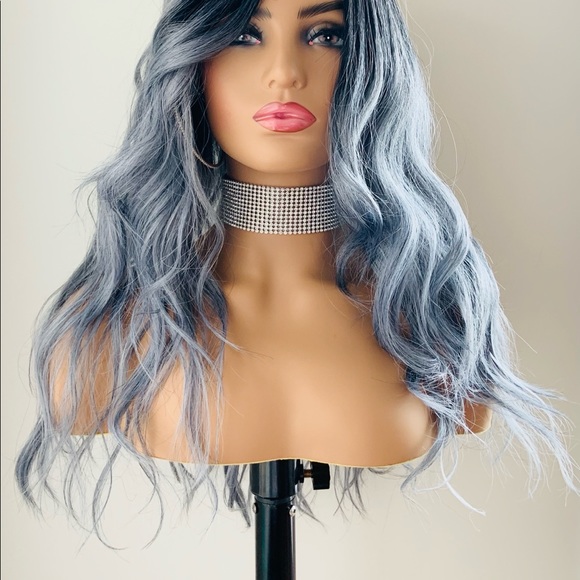 “Put On & Go” 24” Ombre Blue Premium Fiber Wig that is Curl/Flat Iron Safe - Picture 12 of 14